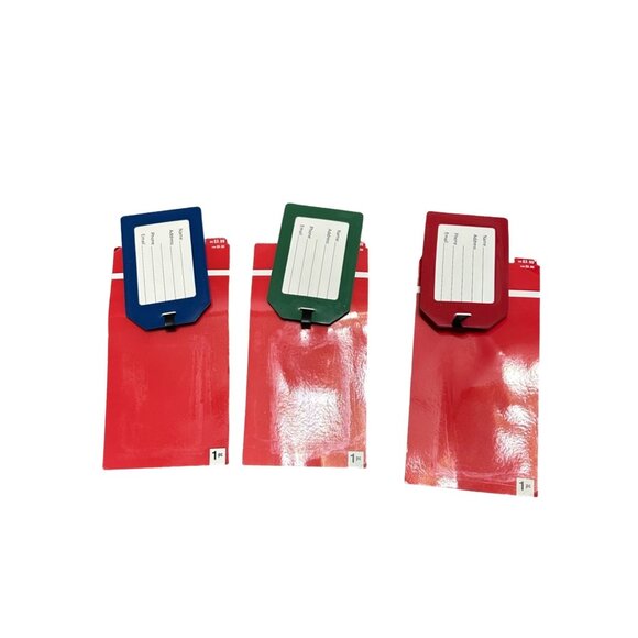 Lot of Three NWT Luggage Tags Large Red Green Blue - Picture 2 of 3